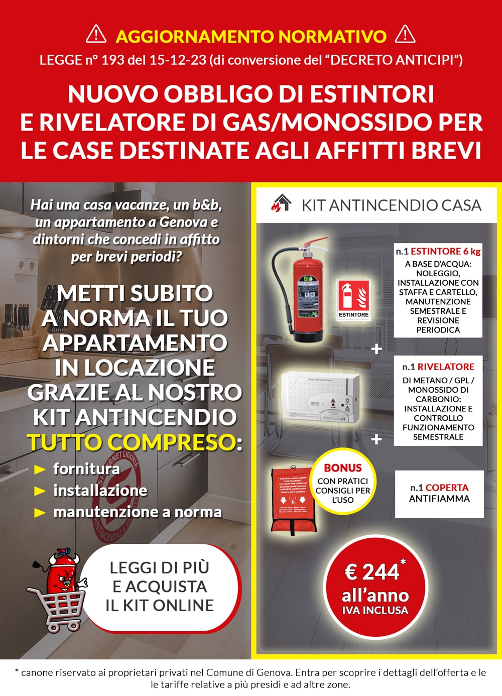 estintore rilevatore gas case vacanza genova